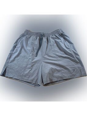 Gymshark Athletic Gym Shorts Size Medium Drawstring Pockets Light Blue